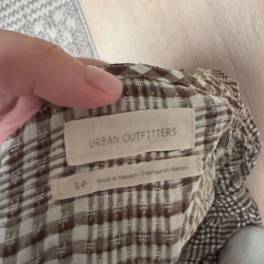 Urban Outfitters brown and White Plaid Long Sleeve Dress - Picture 2 of 2